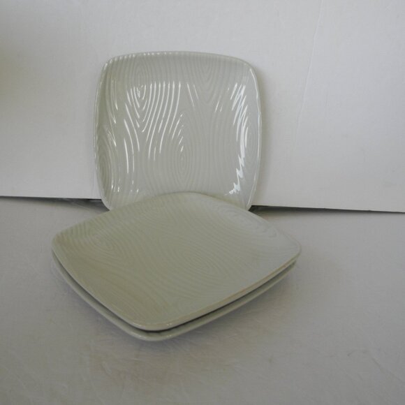 NOB Temp-tations Woodland WHITE SET OF 3 SALAD SMALL SQUARE PLATES - Picture 1 of 7